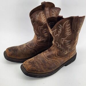 Ariat Work Boots Men's 13D Steel Toe Brown Leather Western Workwear